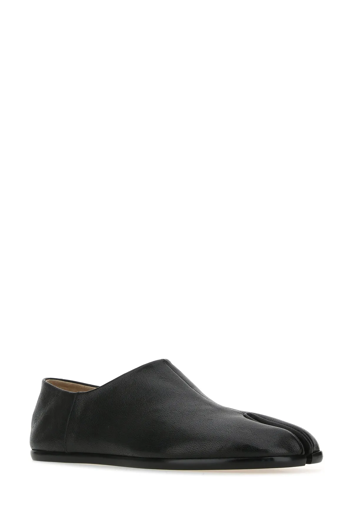 Black leather Tabi loafers