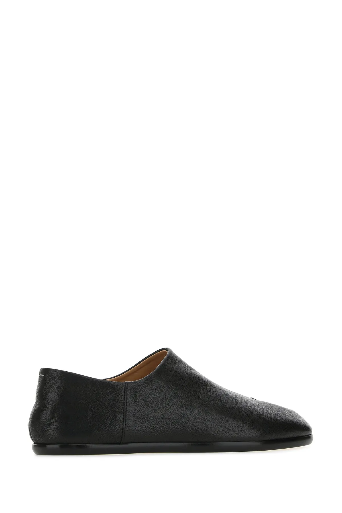 Black leather Tabi loafers