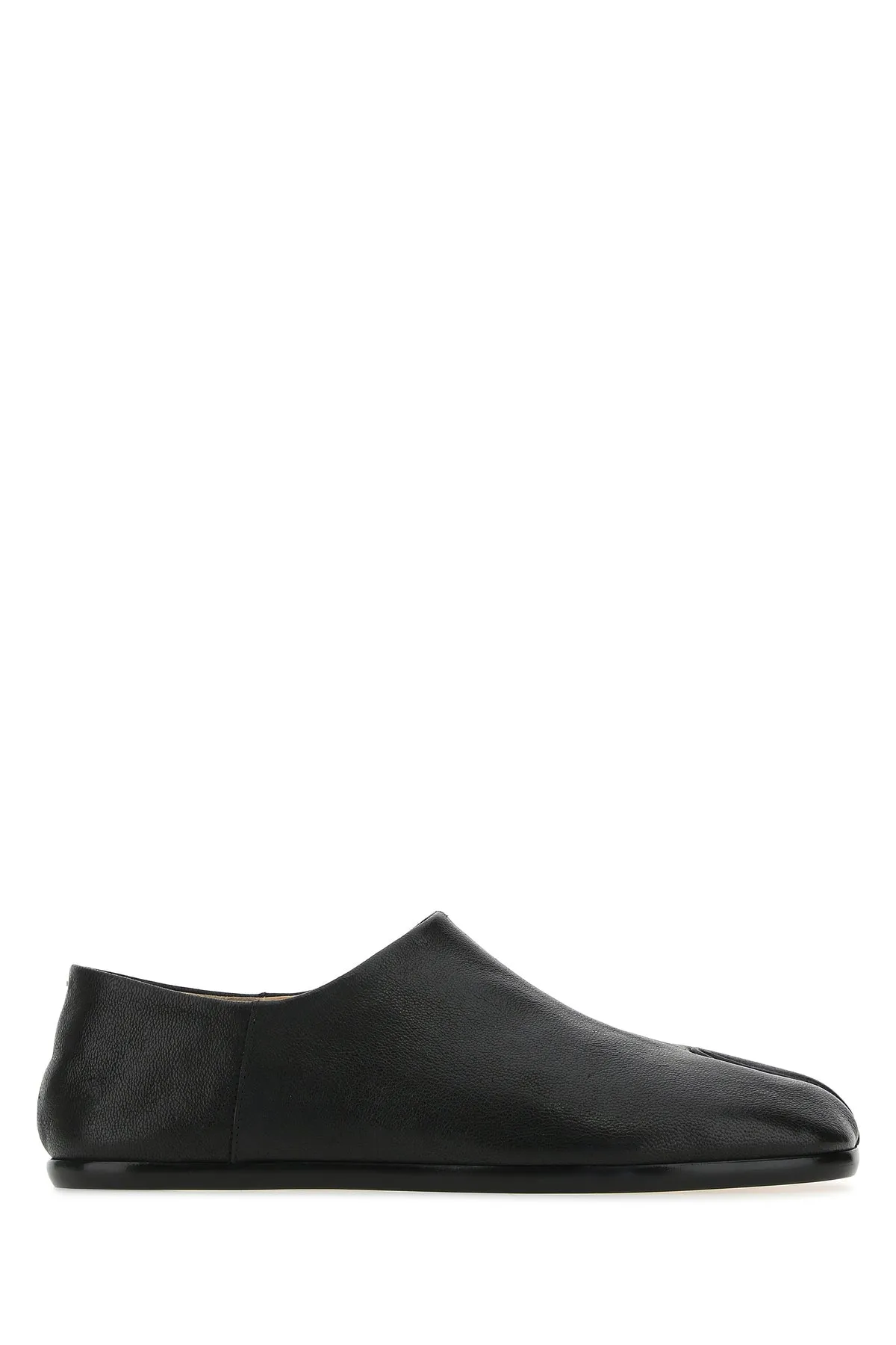 Black leather Tabi loafers