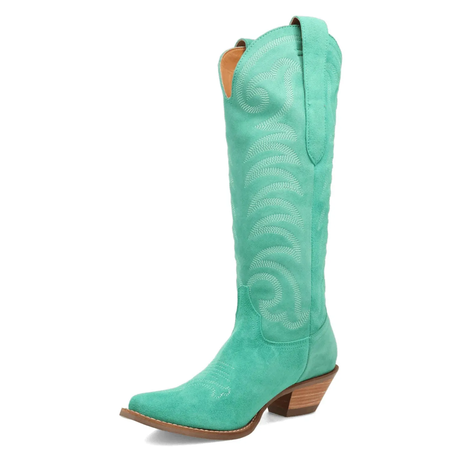 Dingo Womens Movin On Green Suede Cowboy Boots