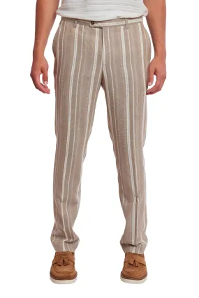 Downing Pants - slim - Tan Beige Stripes