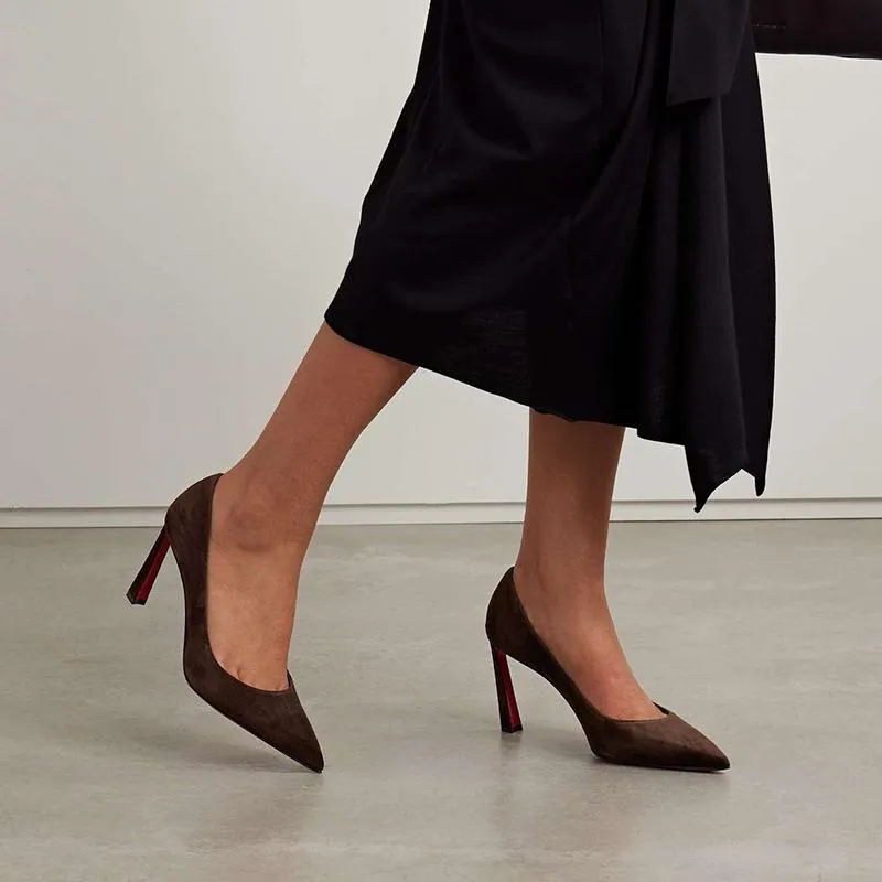 Elegant Dark Brown Suede Pumps