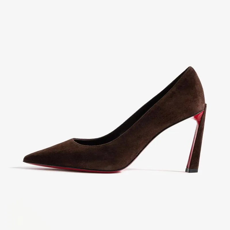 Elegant Dark Brown Suede Pumps