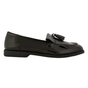Handmade Custom Black Patent Leather Women Moccassion