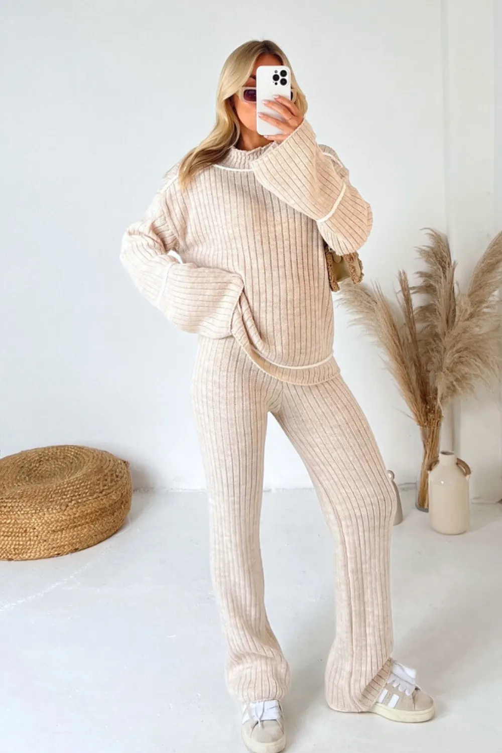 Hattie beige knitted jumper and trousers