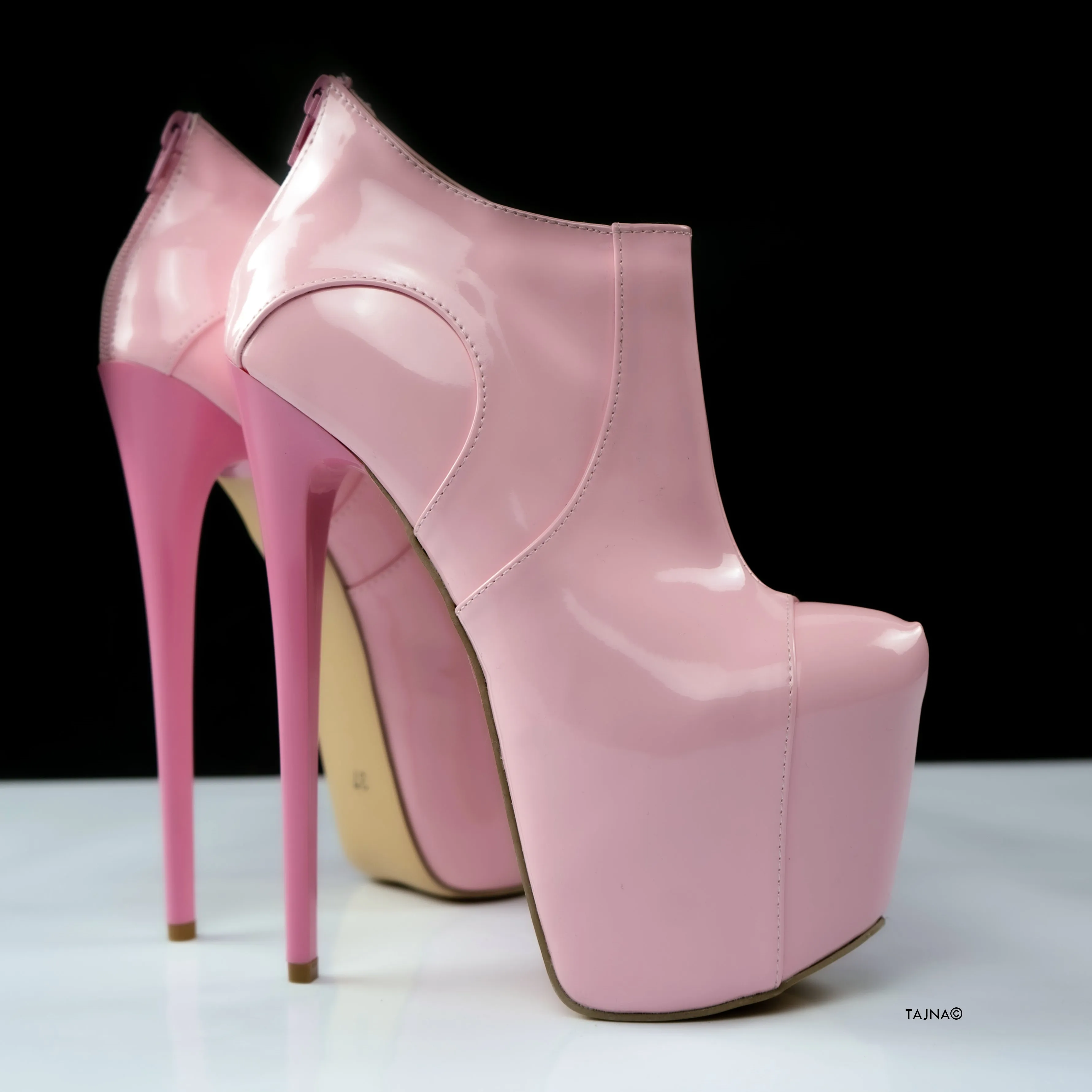 Light Pink Gloss Ankle Booties