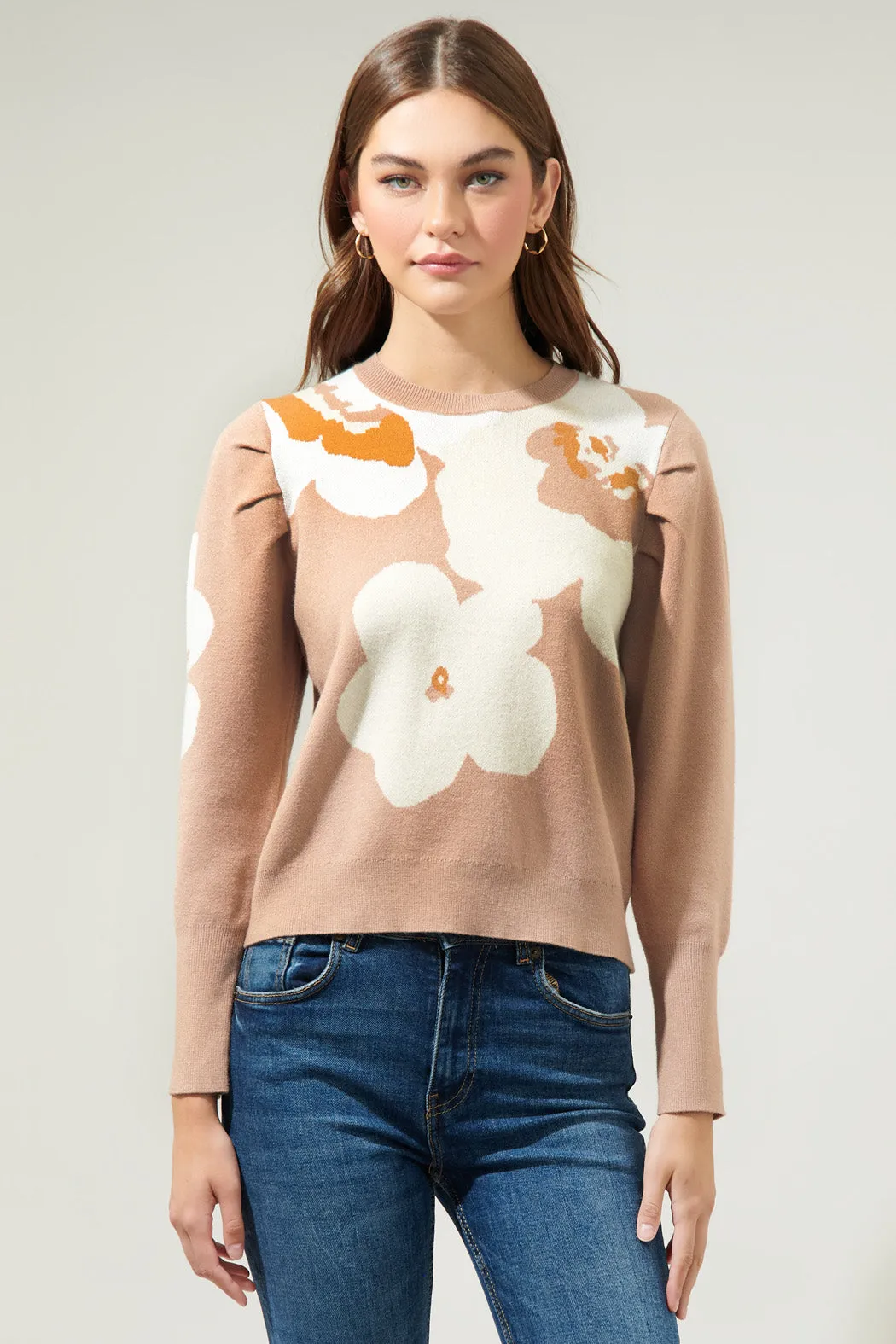 Lillie Cosmo Floral Puff Sleeve Sweater