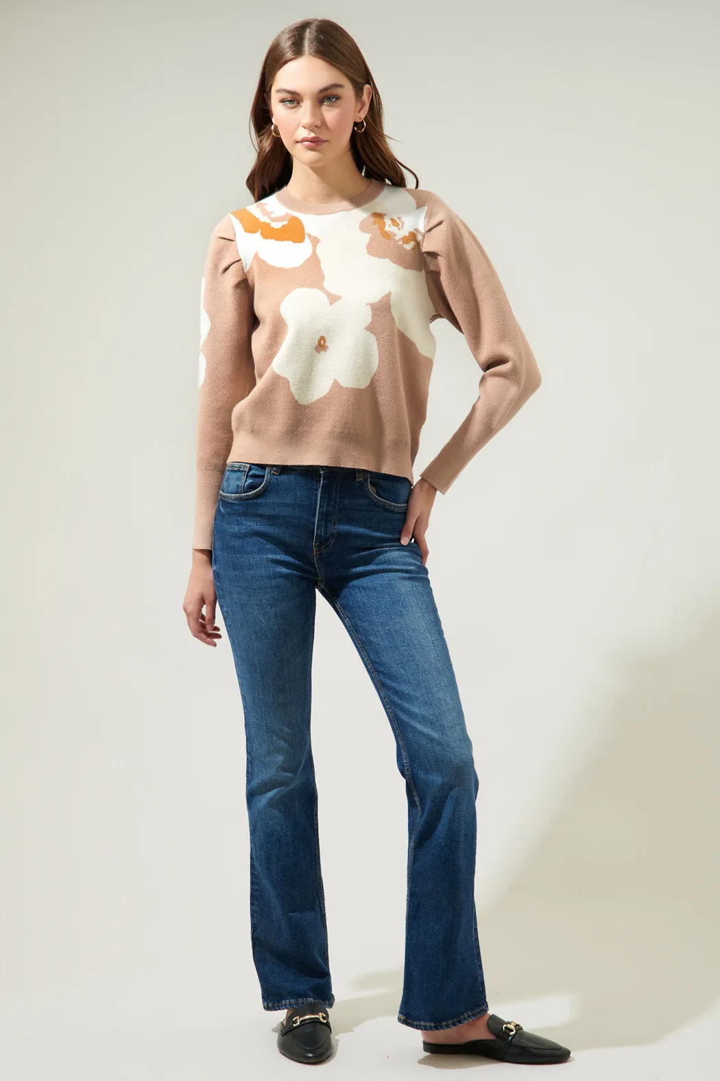 Lillie Cosmo Floral Puff Sleeve Sweater