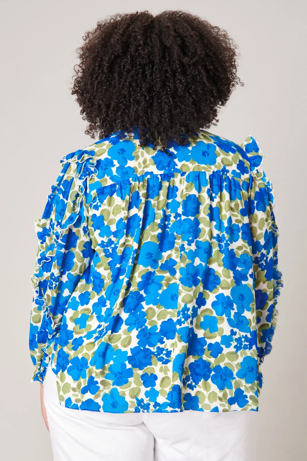 Lizzie Floral Raj Ruffle Balloon Sleeve Blouse Curve