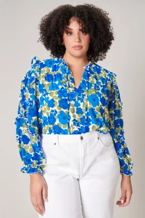 Lizzie Floral Raj Ruffle Balloon Sleeve Blouse Curve