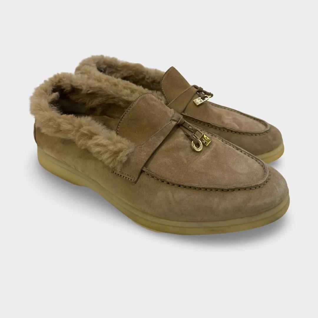 Loro Piana Women's Beige Summer Charms Walk Loafers