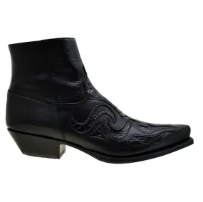 Men's Cowboy Boots Sendra 7482P Black Leather Python Skin Cuban Heel