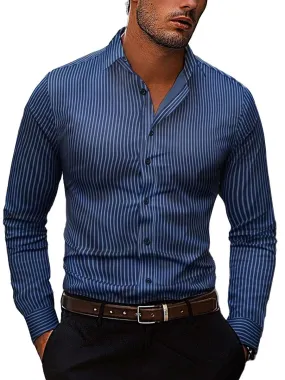 Men's Striped Casual Long Sleeve Shirt