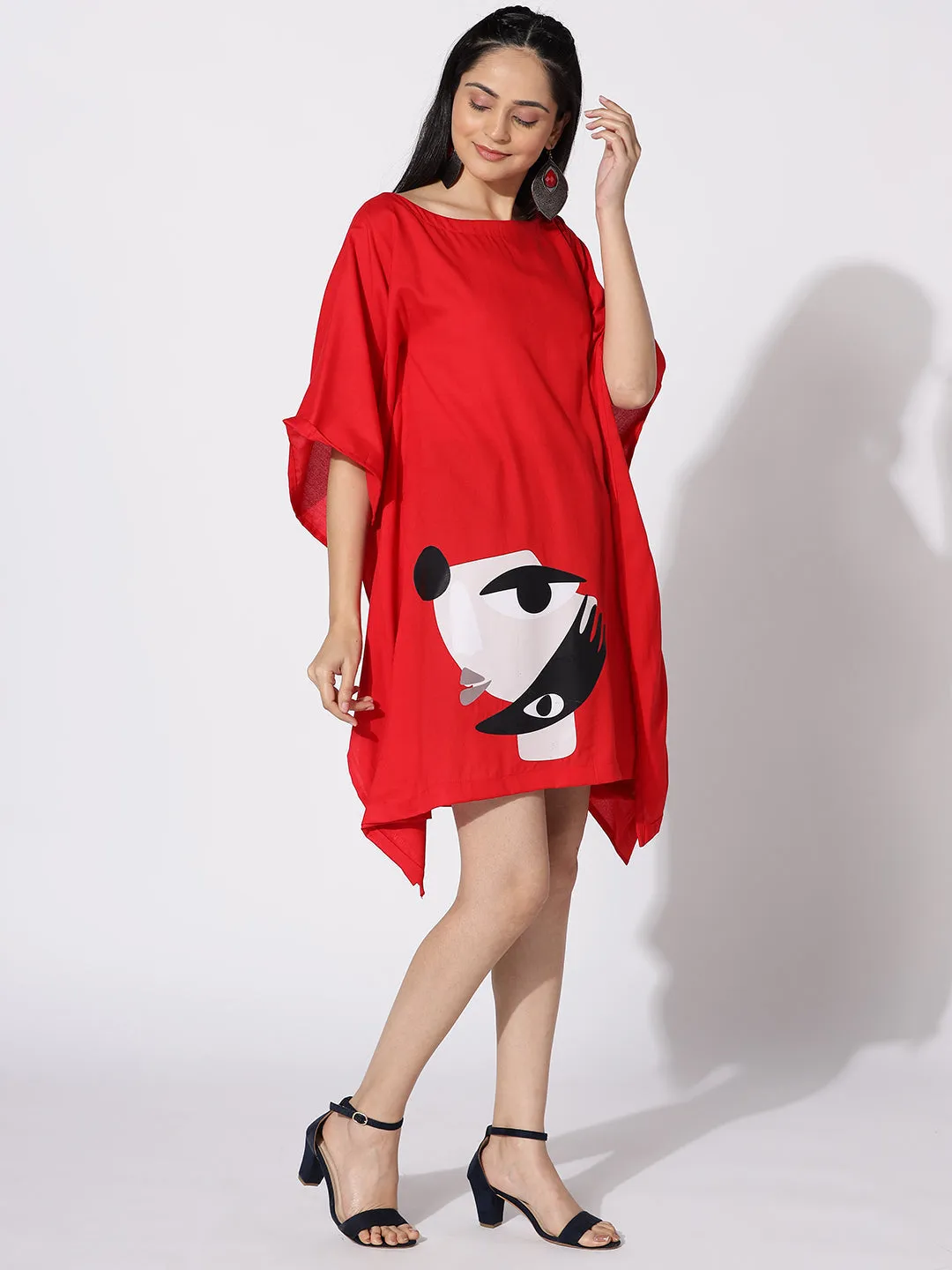 Red Kaftan Kurta - Abstract
