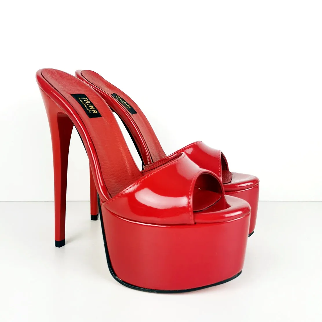 Red Patent High Heel Mules