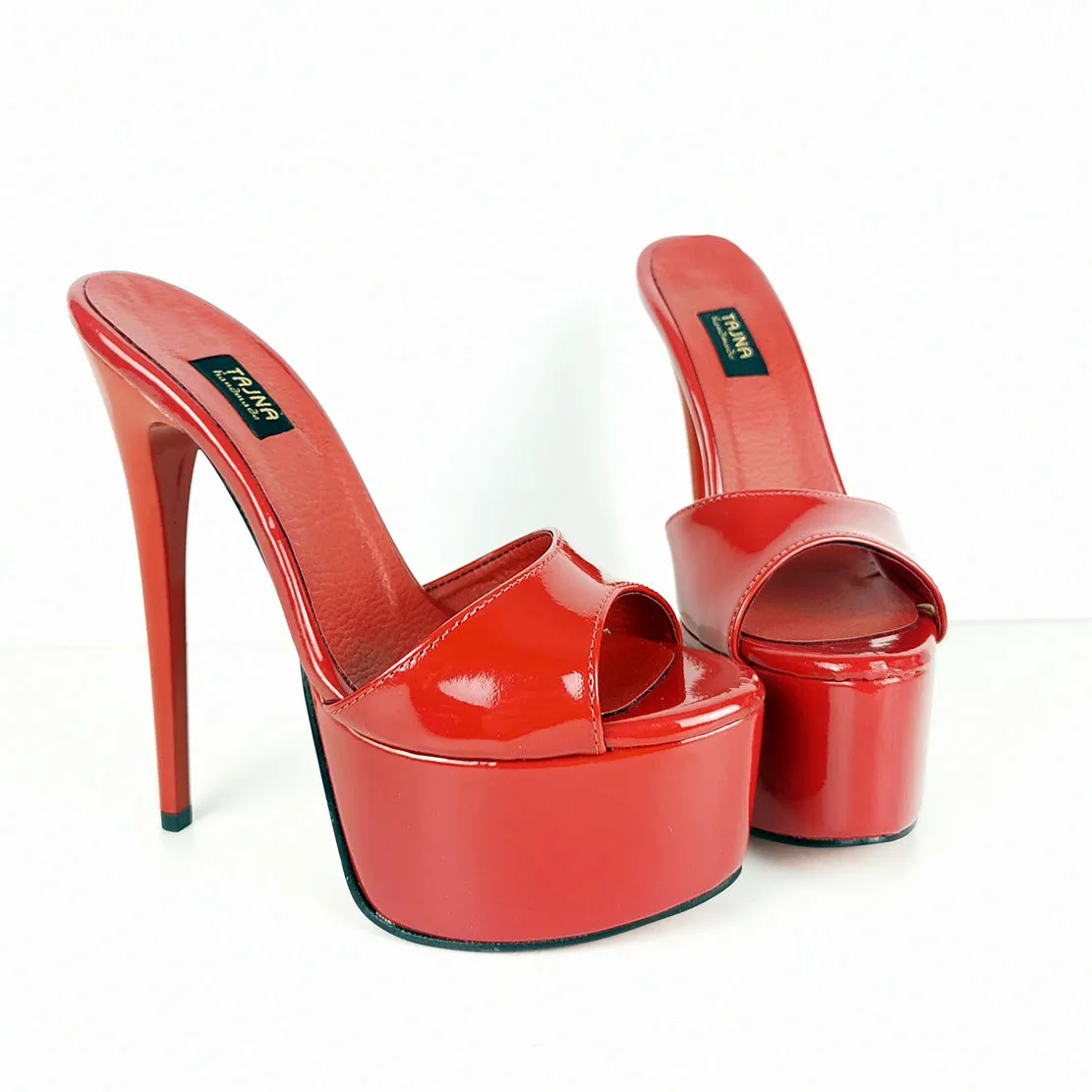 Red Patent High Heel Mules