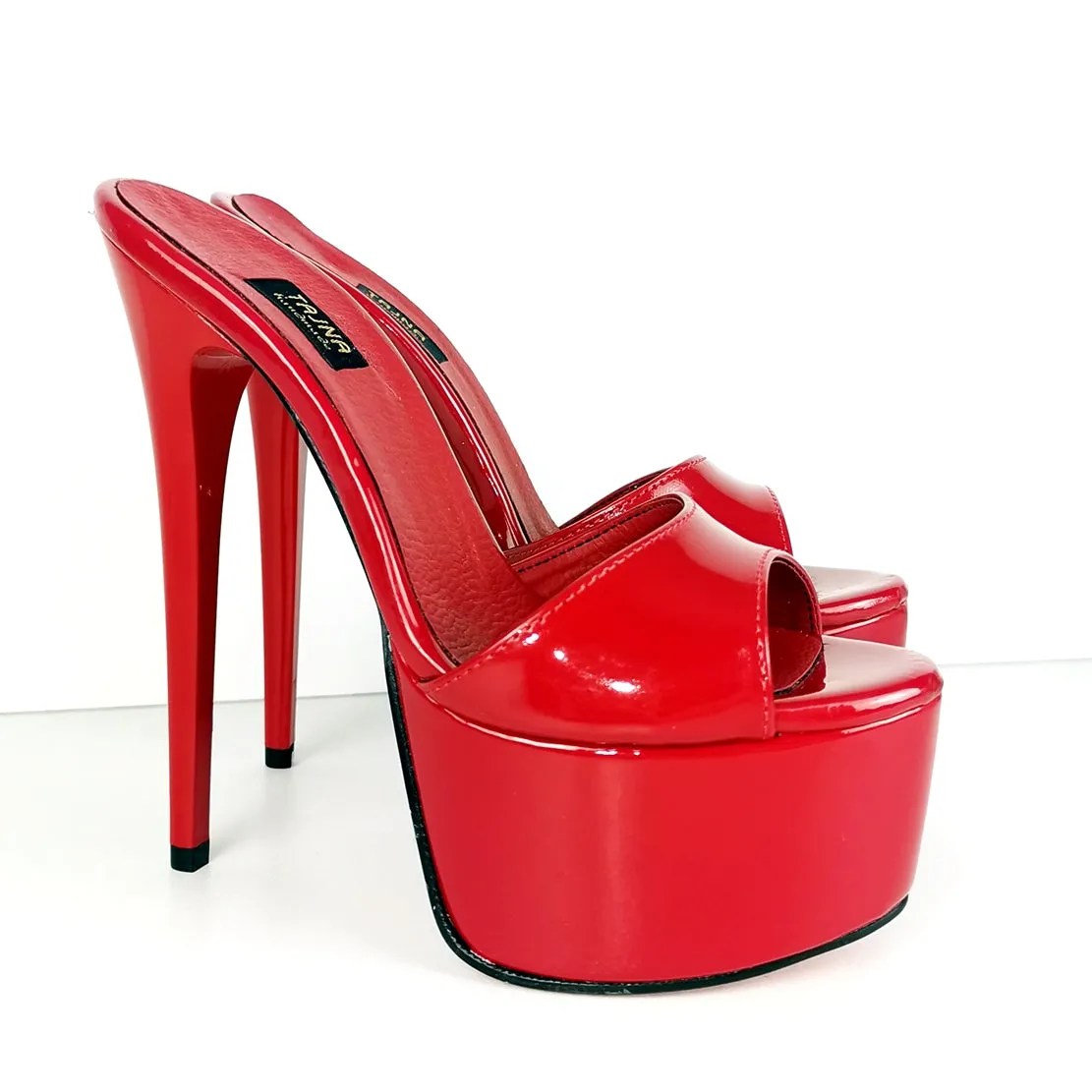 Red Patent High Heel Mules