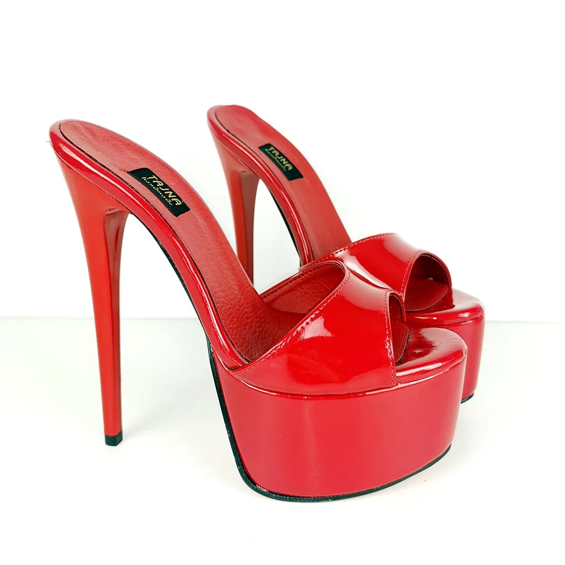 Red Patent High Heel Mules