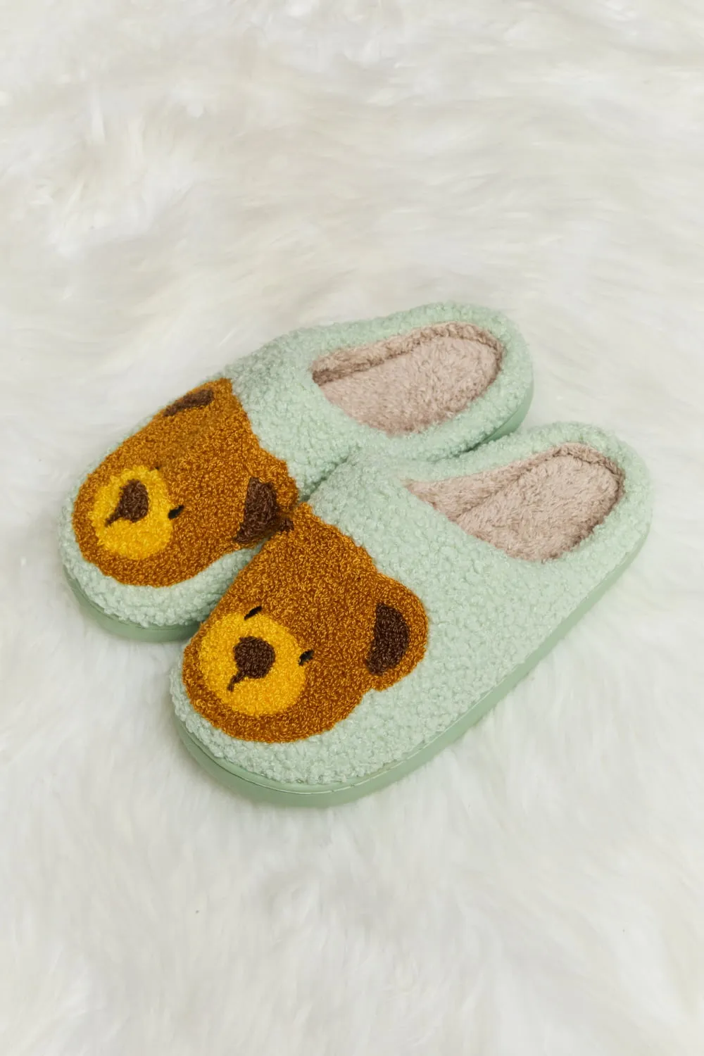 Teddy Bear Print Plush Slippers