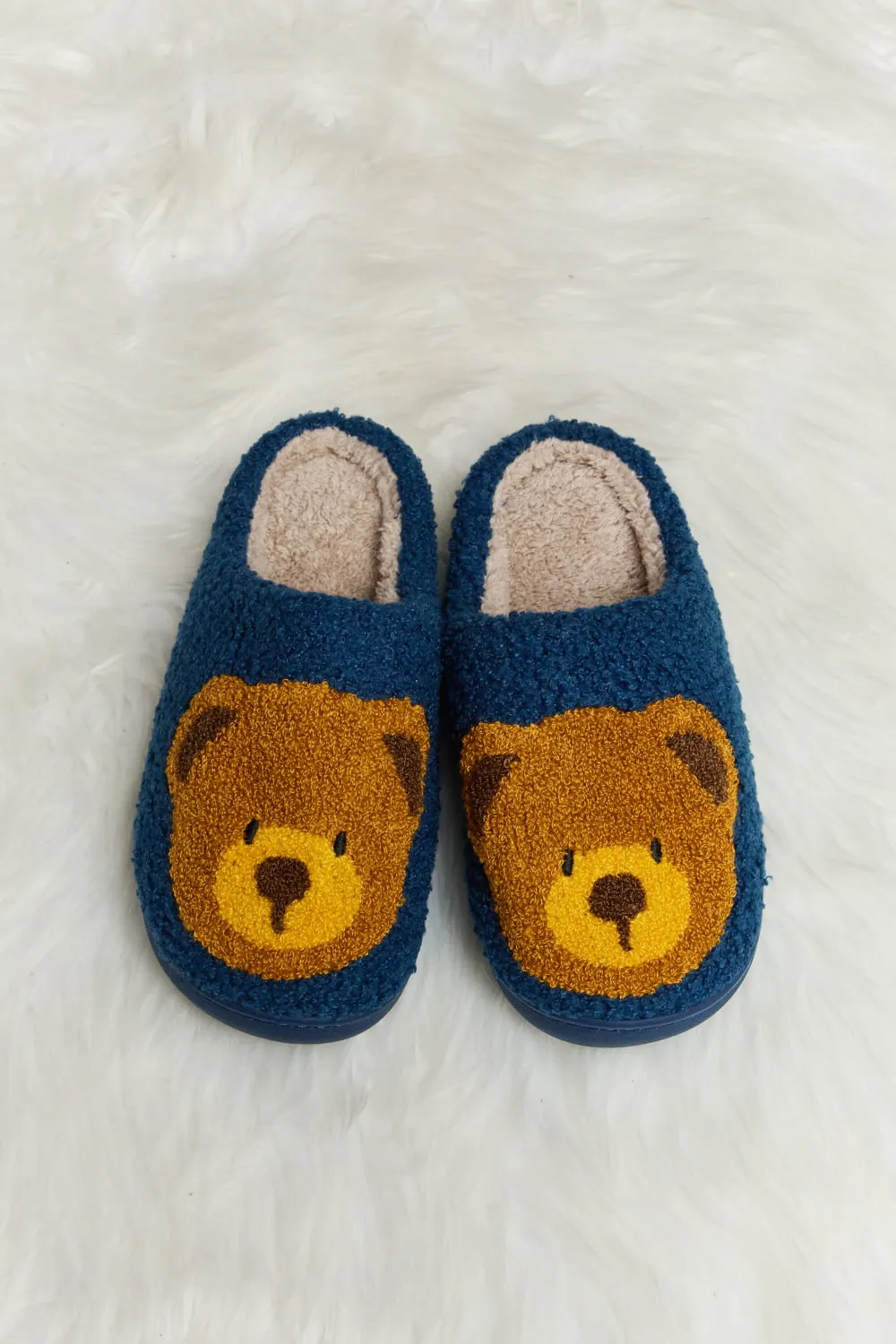 Teddy Bear Print Plush Slippers