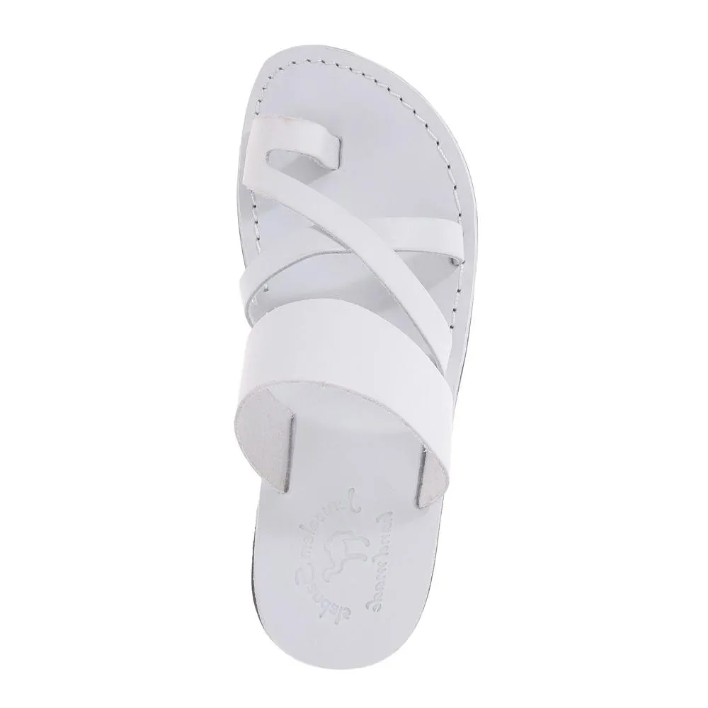The Good Shepherd - Leather Toe Loop Slide | White