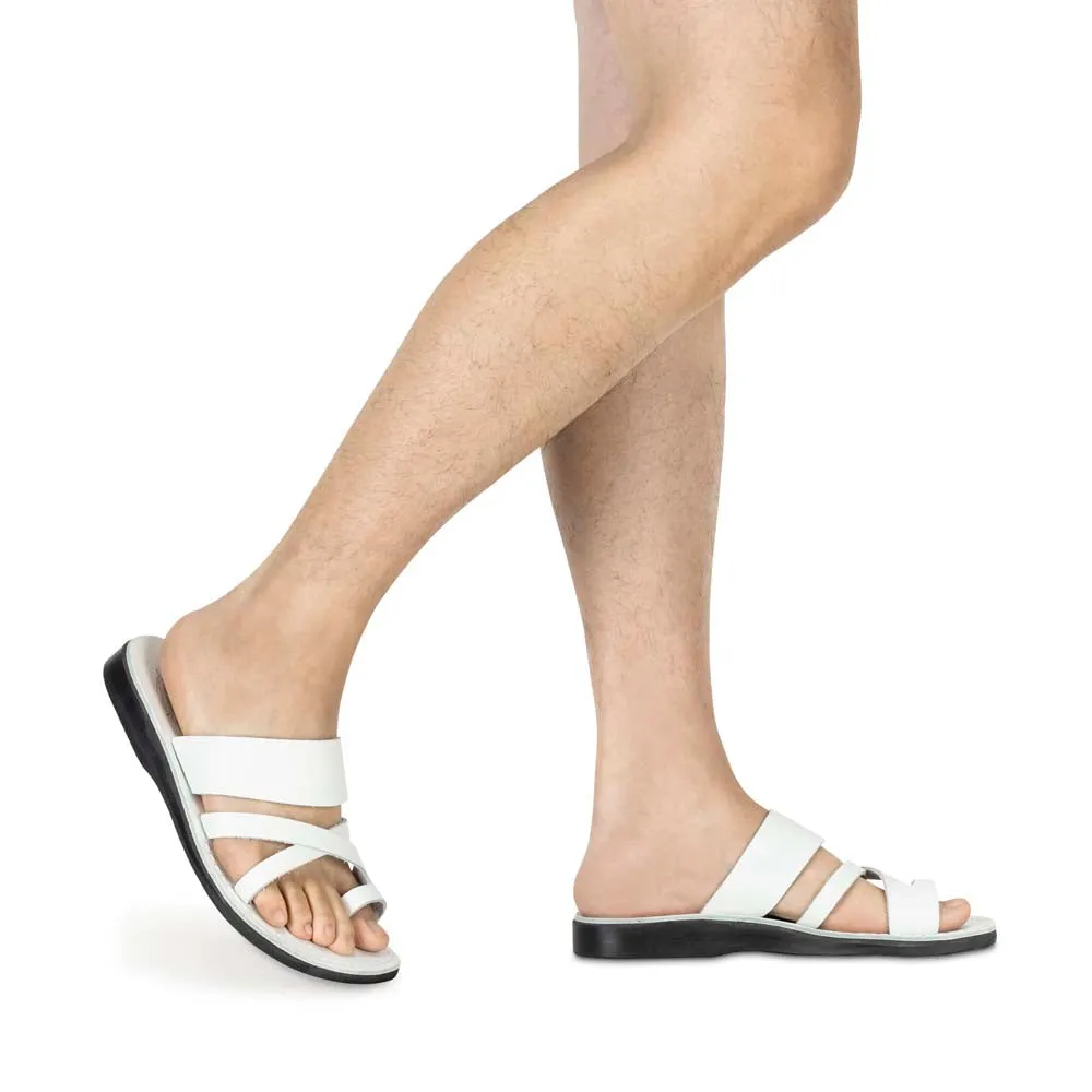 The Good Shepherd - Leather Toe Loop Slide | White